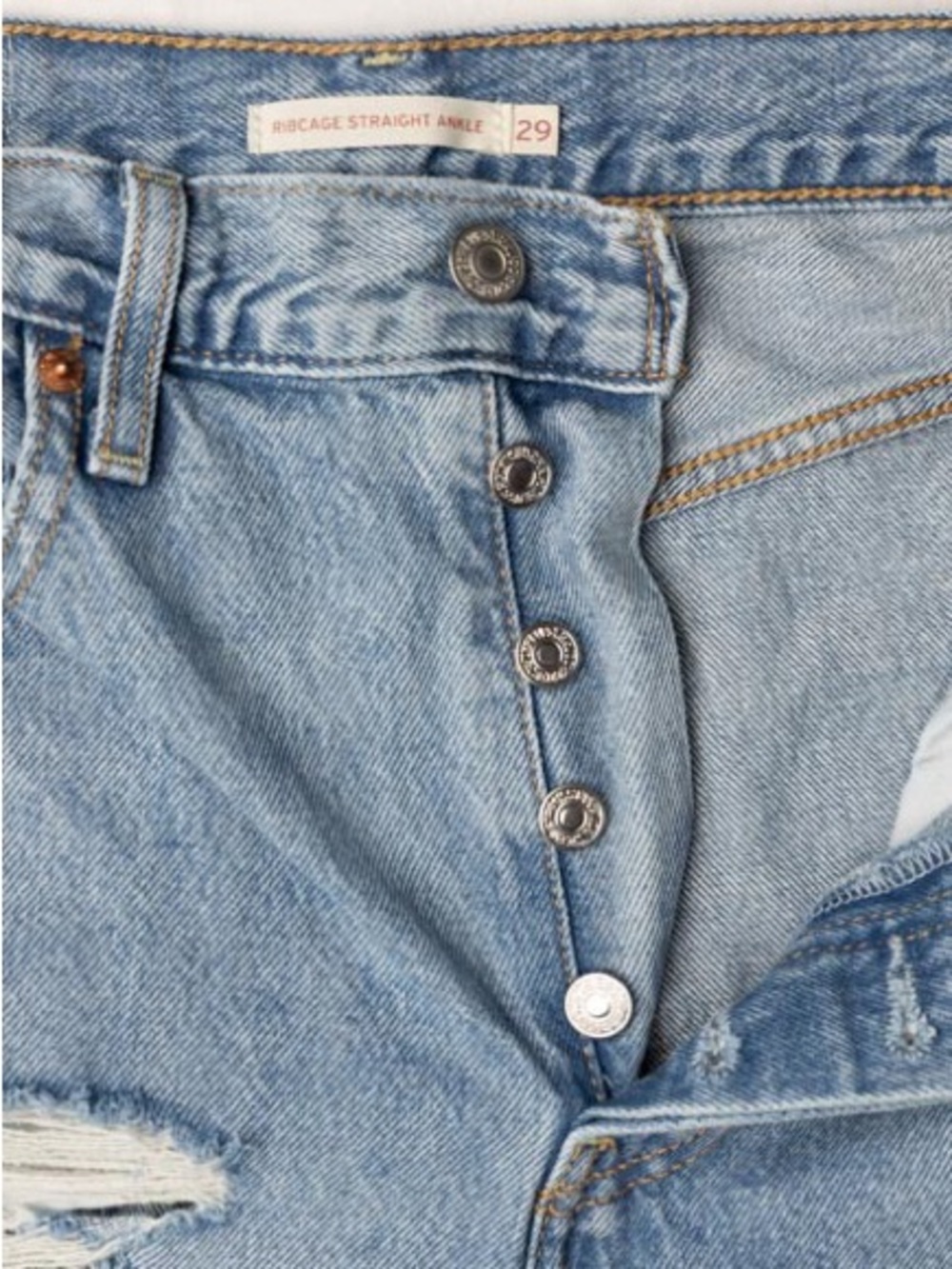 Levi's Women's Light Blue Distressed Straight-Leg Jeans - Picture 7 of 8